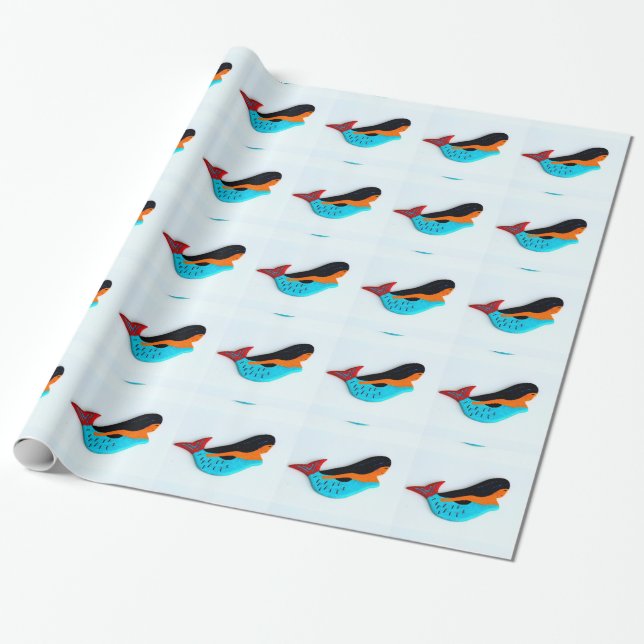 Cadeau papier d'emballage de sirènes bleues (Déroulé)