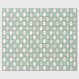 Cadeau Papier d'emballage de Starbursts de rétro jade