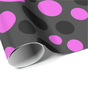 Cadeau Papier d'emballage de taches roses et noires