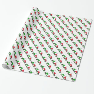 Cadeau Papier d'emballage de tracteur rouge et vert