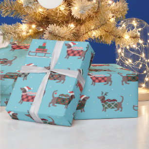 Cadeau Papier d'emballage de traîneau de Noël festif pour