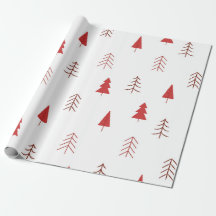 Papier d'emballage de vacances avec arbres rouges
