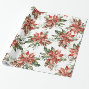 Cadeau Papier d'emballage de vacances de Noël Poinsettia