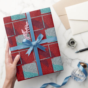 Cadeau Papier d'emballage de vacances en tricot rouge et 