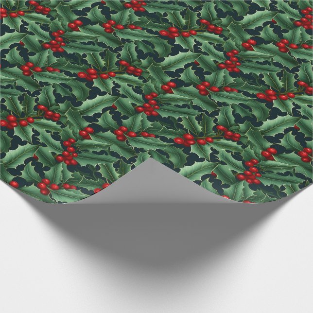 Cadeau Papier d'emballage de vacances Holly (Coin)