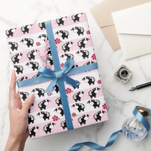 Cadeau Papier d'emballage de vache laitière de thème ro