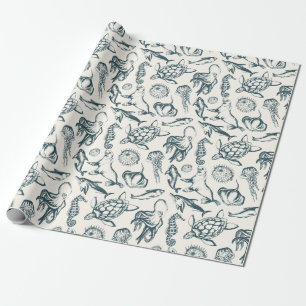 Cadeau Papier d'emballage de vie marine nautique