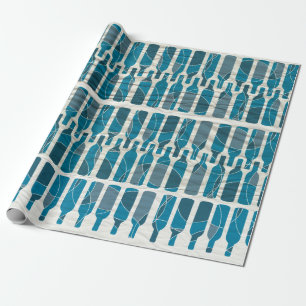 Cadeau Papier d'emballage de vin de motif bleu de