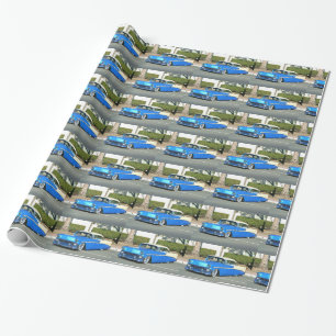 Cadeau Papier d'emballage de voiture classique bleue