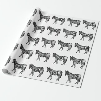 Cadeau Papier d'emballage de zèbre noir et blanc