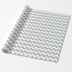 Cadeau Papier d'emballage de zigzag de Chevron de gris