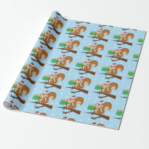Cadeau Papier d'emballage d'écureuil mignon de Noël