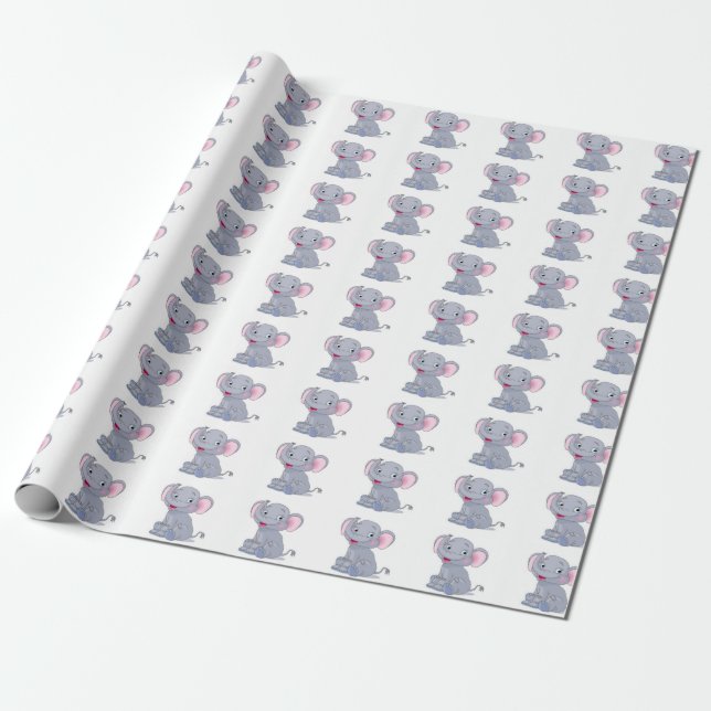 Cadeau Papier d'emballage d'éléphant adorable (Déroulé)