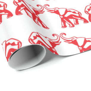 Cadeau Papier d'emballage d'éléphant rouge chanceux