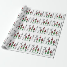 Papier d'emballage d'elfes gais de houx