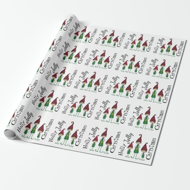 Cadeau Papier d'emballage d'elfes gais de houx (Déroulé)