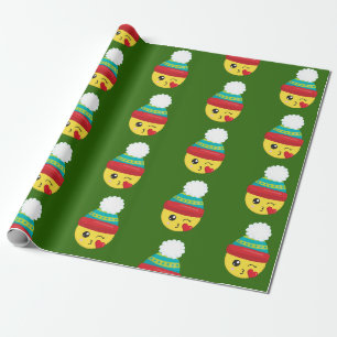 Cadeau Papier d'emballage d'Emoji de Noël de vacances