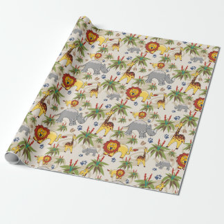 Cadeau Papier d'emballage d'enfants d'animaux de safari