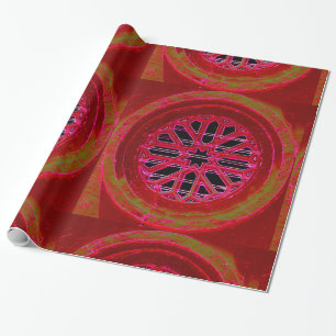 Cadeau papier d'emballage design mandala rouge