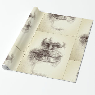 Cadeau Papier d'emballage Dessin au crayon Lèvres & Nez