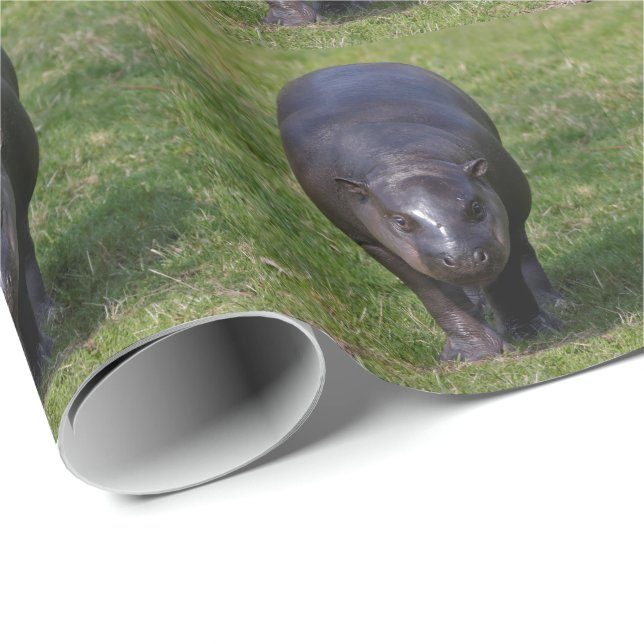 Cadeau Papier d'emballage d'hippopotame de bébé (Coin rond)