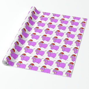 Cadeau Papier d'emballage d'hippopotame de Noël