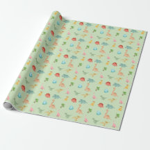 Papier d'emballage Dinosaur Friends – Vert sauge