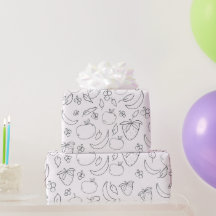 Papier d'emballage Doodle de fruits fantaisistes