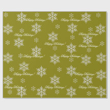 Papier d'emballage doré Joyeuses Fêtes Flocons de
