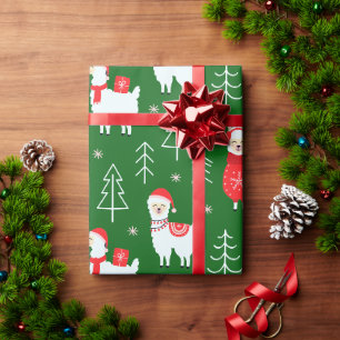 Cadeau Papier d'emballage du lama de Noël