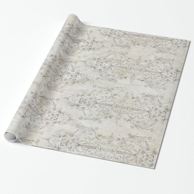 Cadeau Papier d'emballage du style 45 floraux chics (Déroulé)