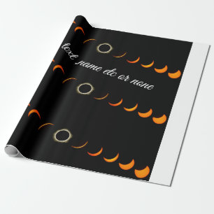 Cadeau papier d'emballage éclipse solaire noir orange