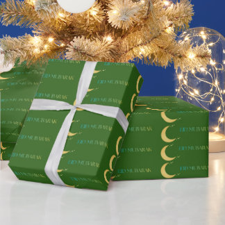 Cadeau Papier d'emballage élégant vert pour l'Aïd