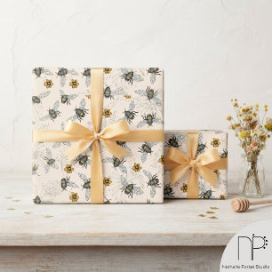 Cadeau Papier d'emballage Elégantabeille à miel Crème Dai