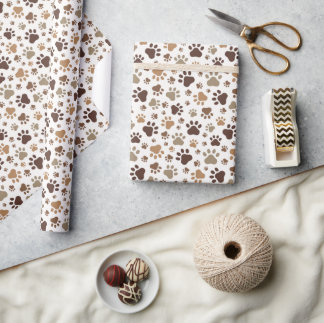 Cadeau Papier d'emballage Empreintes de pattes boueuses