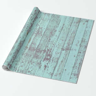 Cadeau papier d'emballage en bois aqua