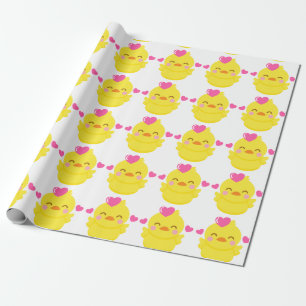 Cadeau papier d'emballage en caoutchouc jaune mignon