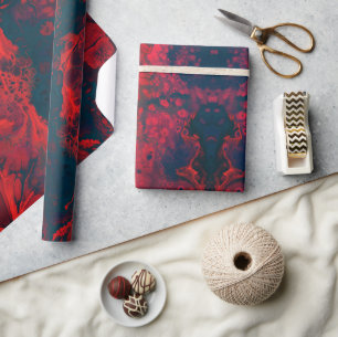 Cadeau Papier d'emballage en marbre rouge et noir