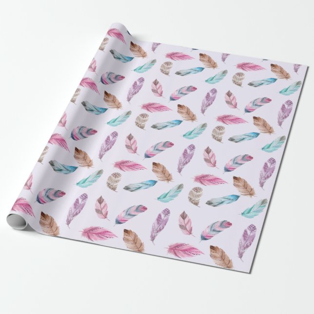 Cadeau papier d'emballage en plumes (Déroulé)