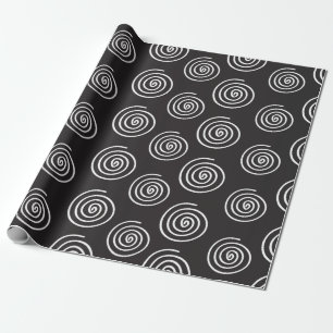 Cadeau Papier d'emballage en spirale noir et blanc élégan