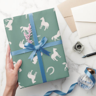 Cadeau Papier d'emballage équestre Cheval et Fer à Cheval