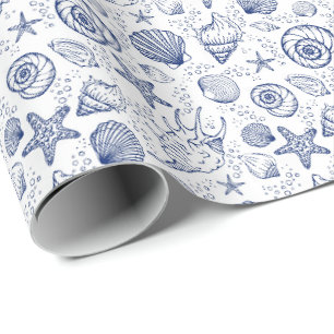 Cadeau Papier d'emballage Étoile de mer Coquillage Bleu e