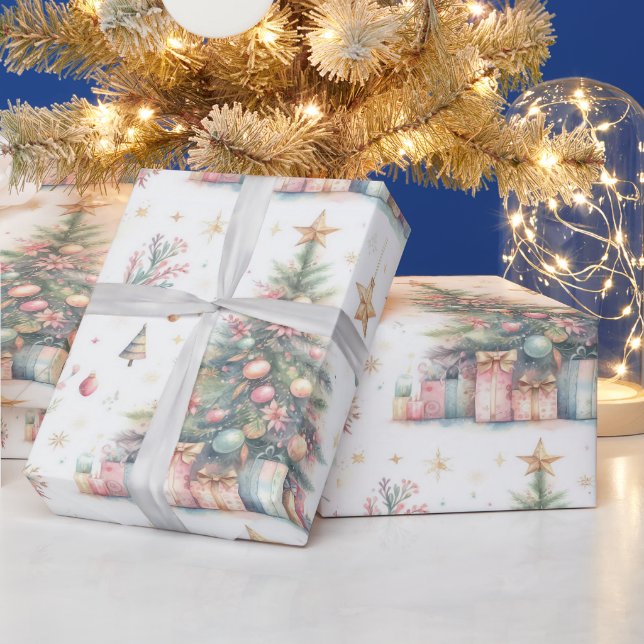 Cadeau Papier d'emballage festif de Noël orné (Vacances)