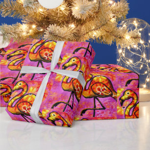 Cadeau Papier d'emballage - Flamant rose lunaire Art Abst