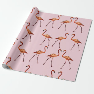 Cadeau Papier d'emballage Flamants Roses