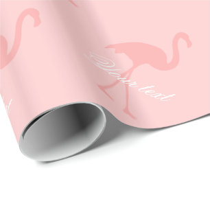 Cadeau Papier d'emballage flamingo rose   Texte personnal