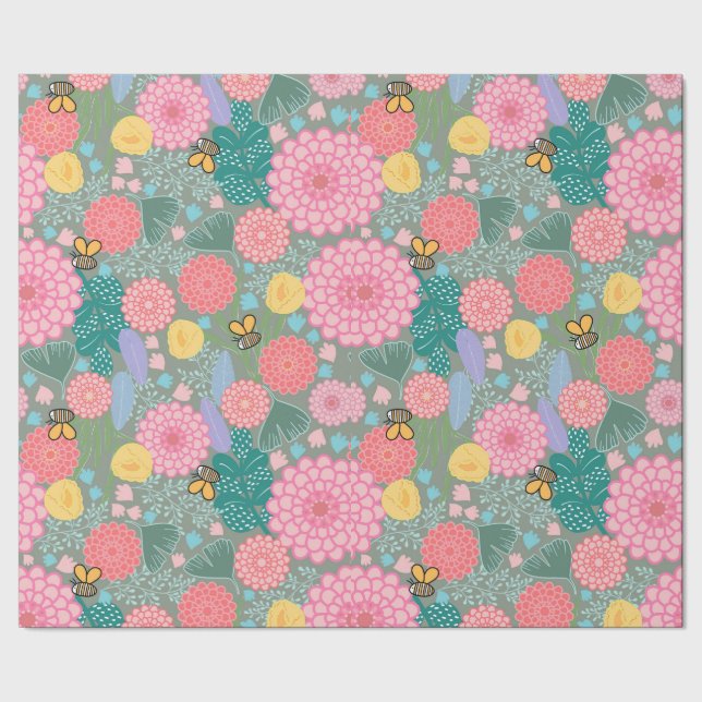 Cadeau Papier d'emballage fleuri (Couture)