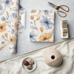 Cadeau Papier d'emballage Fleurs à l'aquarelle vintage