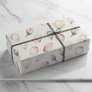 Cadeau Papier d'emballage Fleurs aquarelles rose