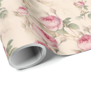 Cadeau Papier d'emballage Fleurs Roses Roses Roses